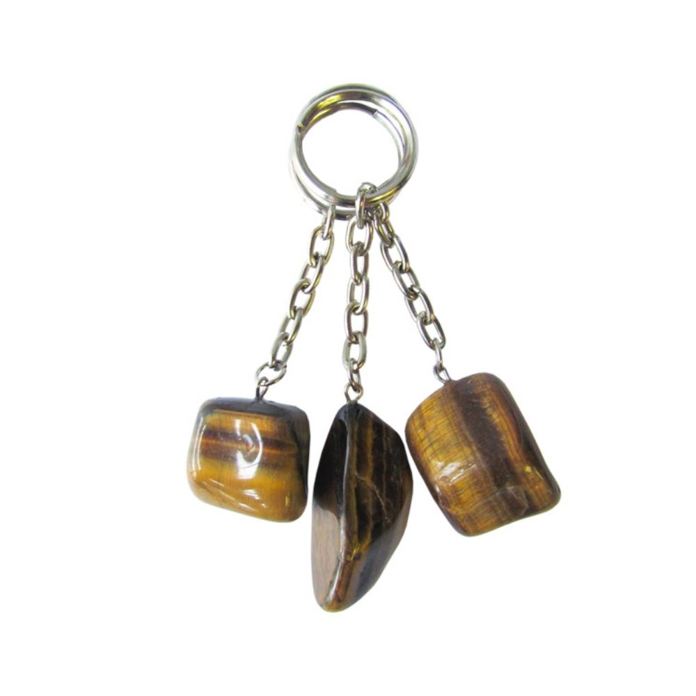 Tiger's Eye Keychain Tumbled Earths Elements