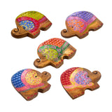 Elephant Hand Painted Wooden Carving