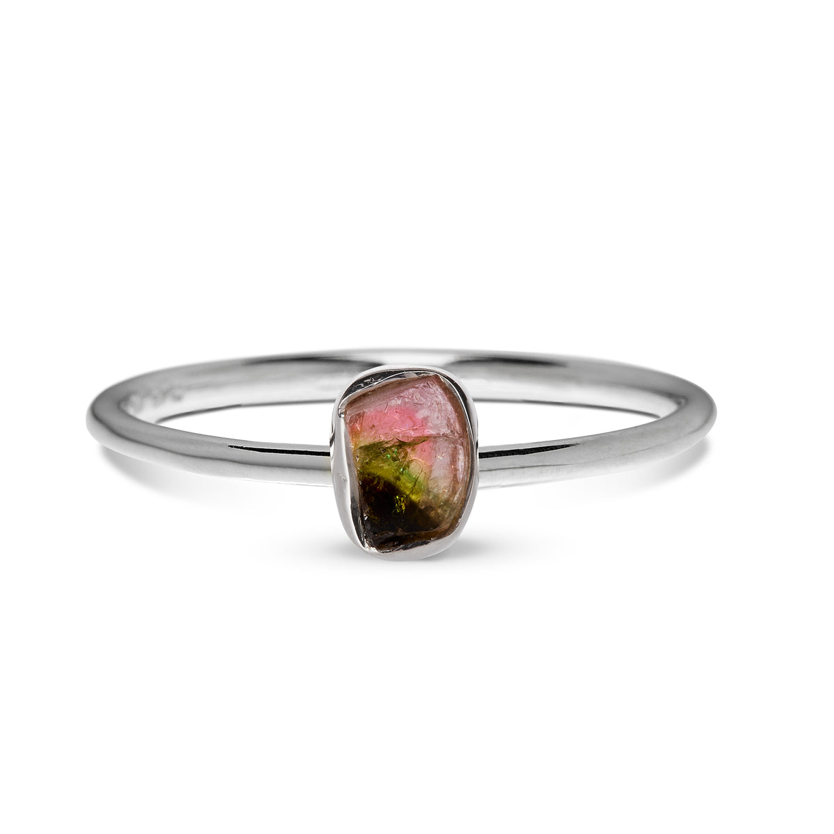 Watermelon Tourmaline Silver Ring