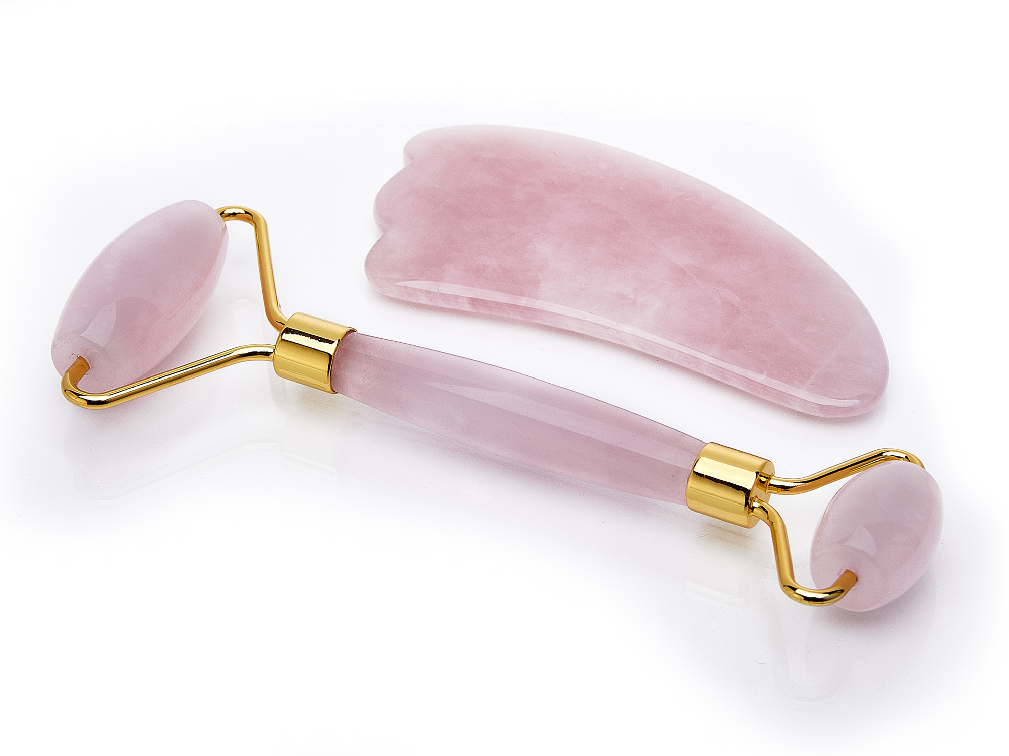 rose quartz facial roller and guasha