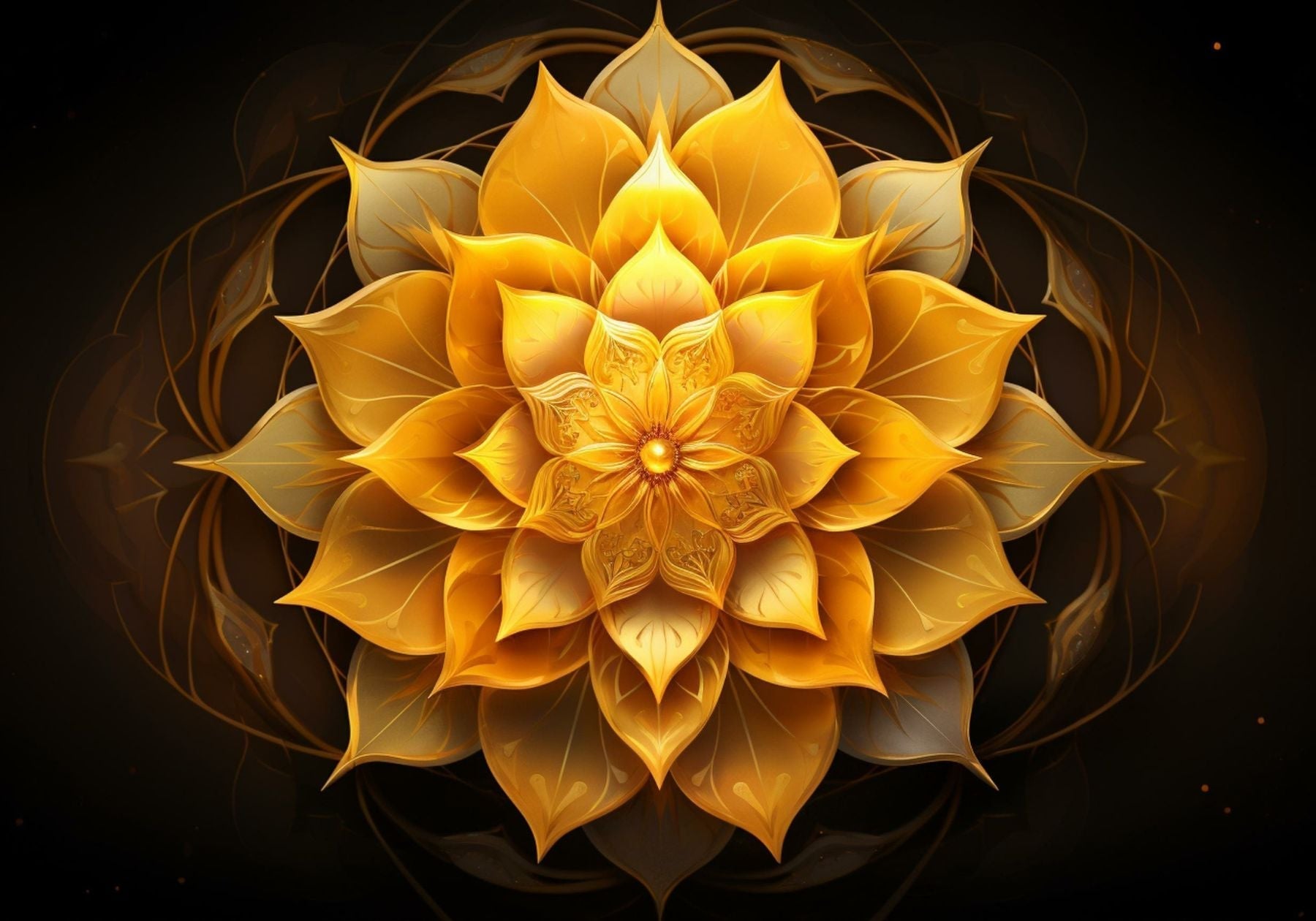 Bright yellow mandal like flower representing the Solar Plexus Chakra