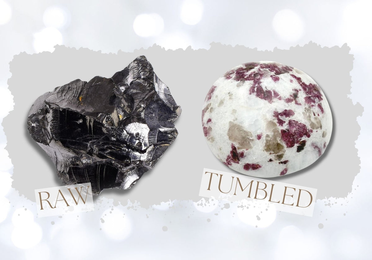 Raw stone and a tumbled stone