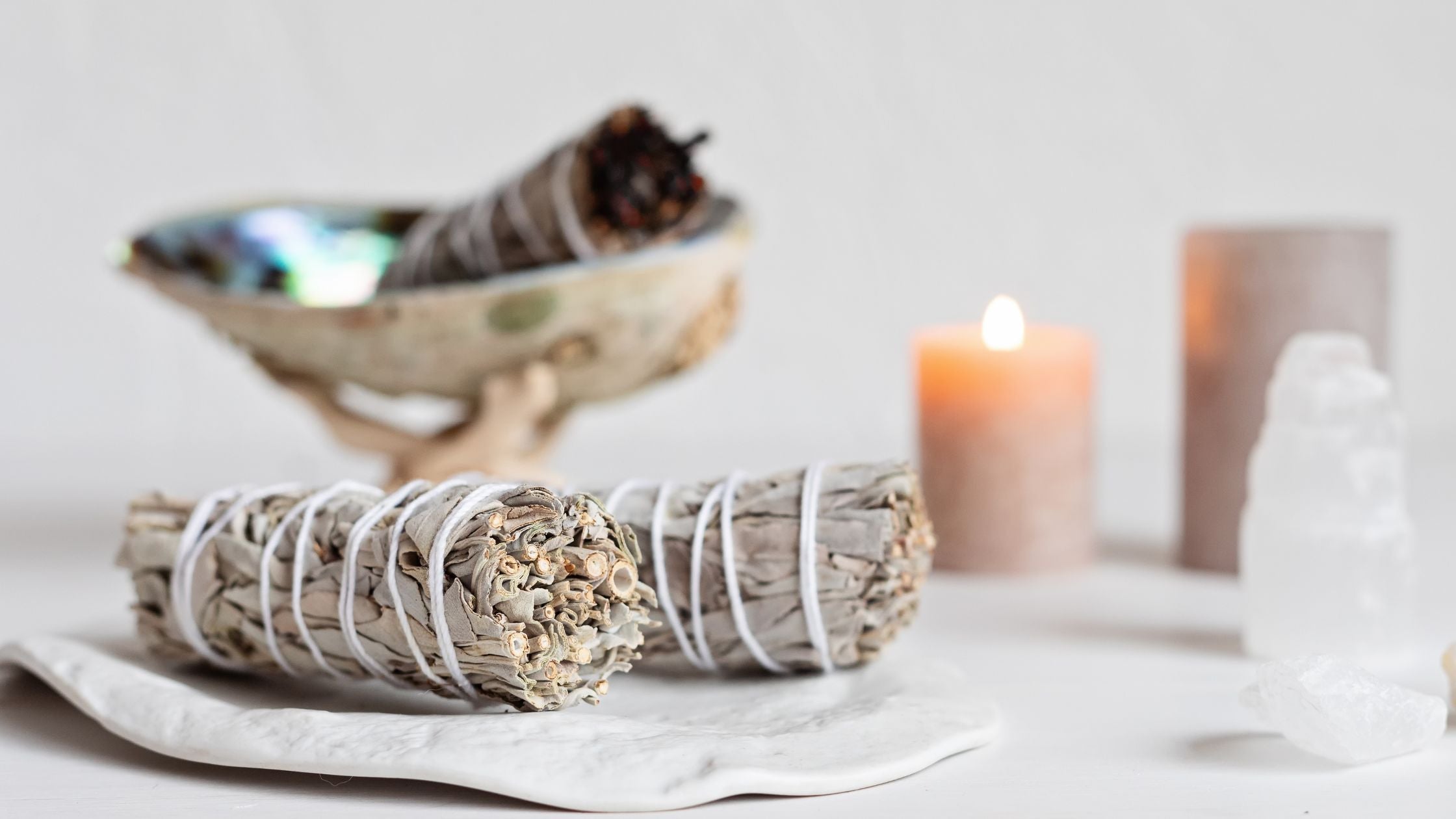 Smudge bundles and an abalone shell