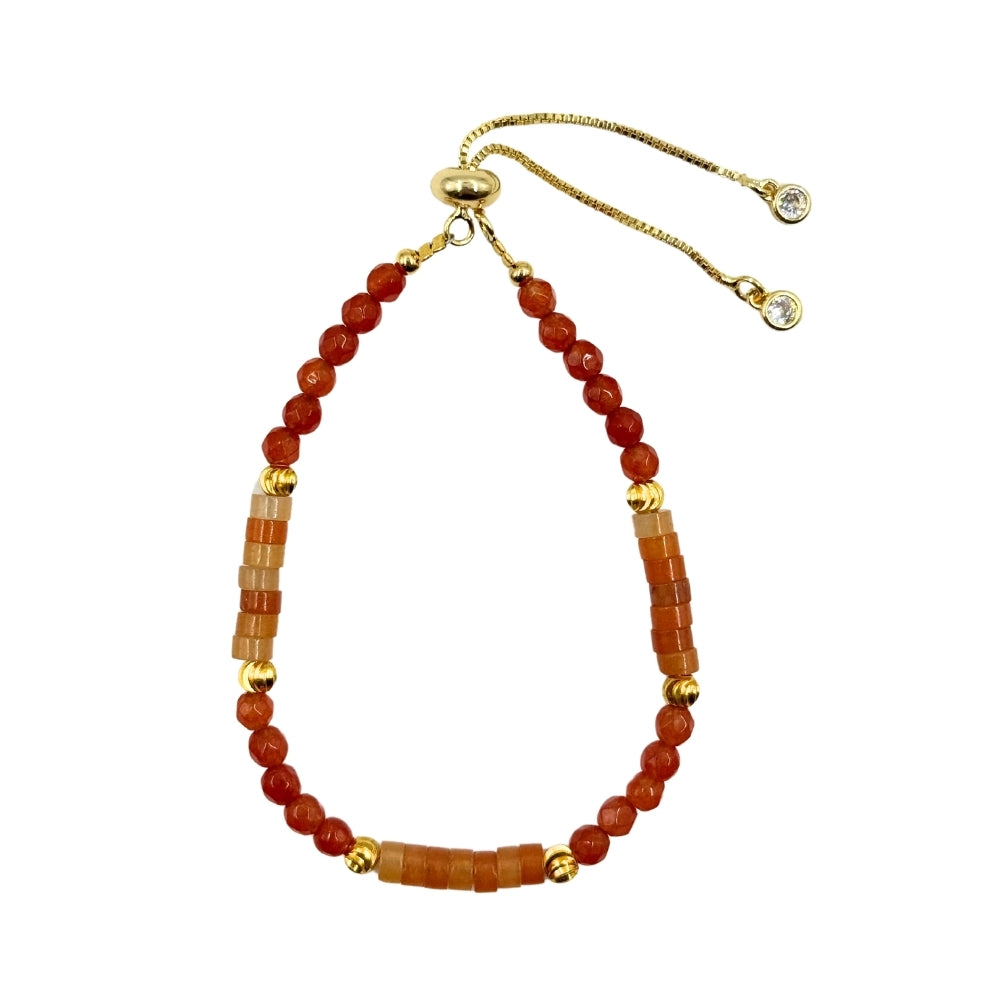 Carnelian Disc Stone Bracelet