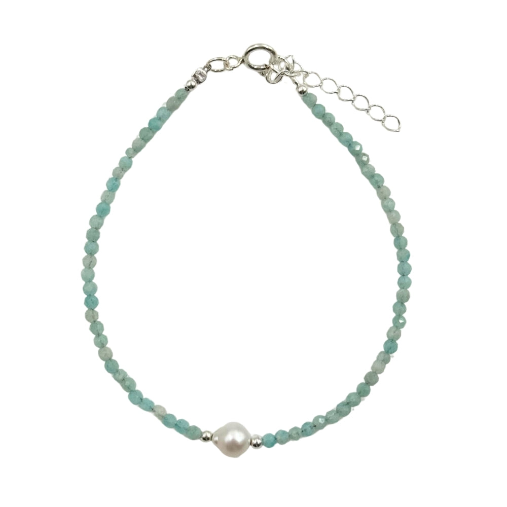 Green Onyx Faceted Stone & Charm Bracelet 925
