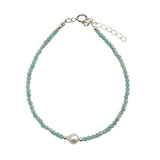 Green Onyx Faceted Stone & Charm Bracelet 925