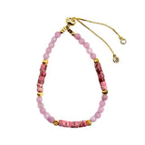 Rose Quartz mix Disc Stone Bracelet