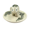 Elephant Floral on Round Ceramic Incense Holder - Green