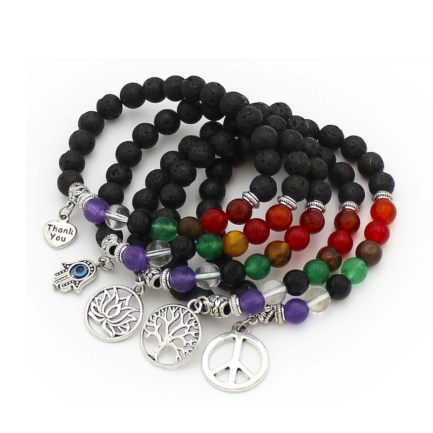  Lava Willpower Chakra CharmHealing Bracelets