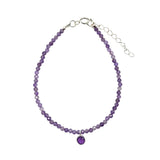 Amethyst Faceted Stone & Charm Bracelet