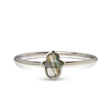 Labradorite Hamsa Silver Ring