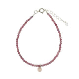 Pink Tourmaline with Rose Quartz Faceted Stone & Charm Bracelet 925