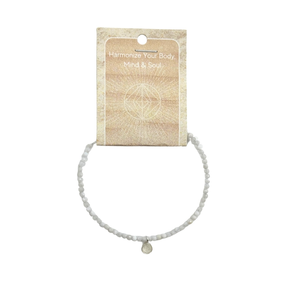 Moonstone Faceted Stone & Charm Bracelet 925