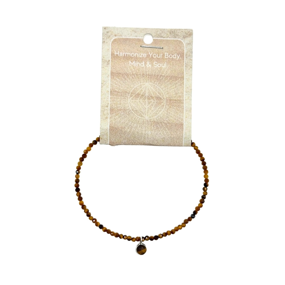 Tiger's Eye Faceted Stone & Charm Bracelet 925