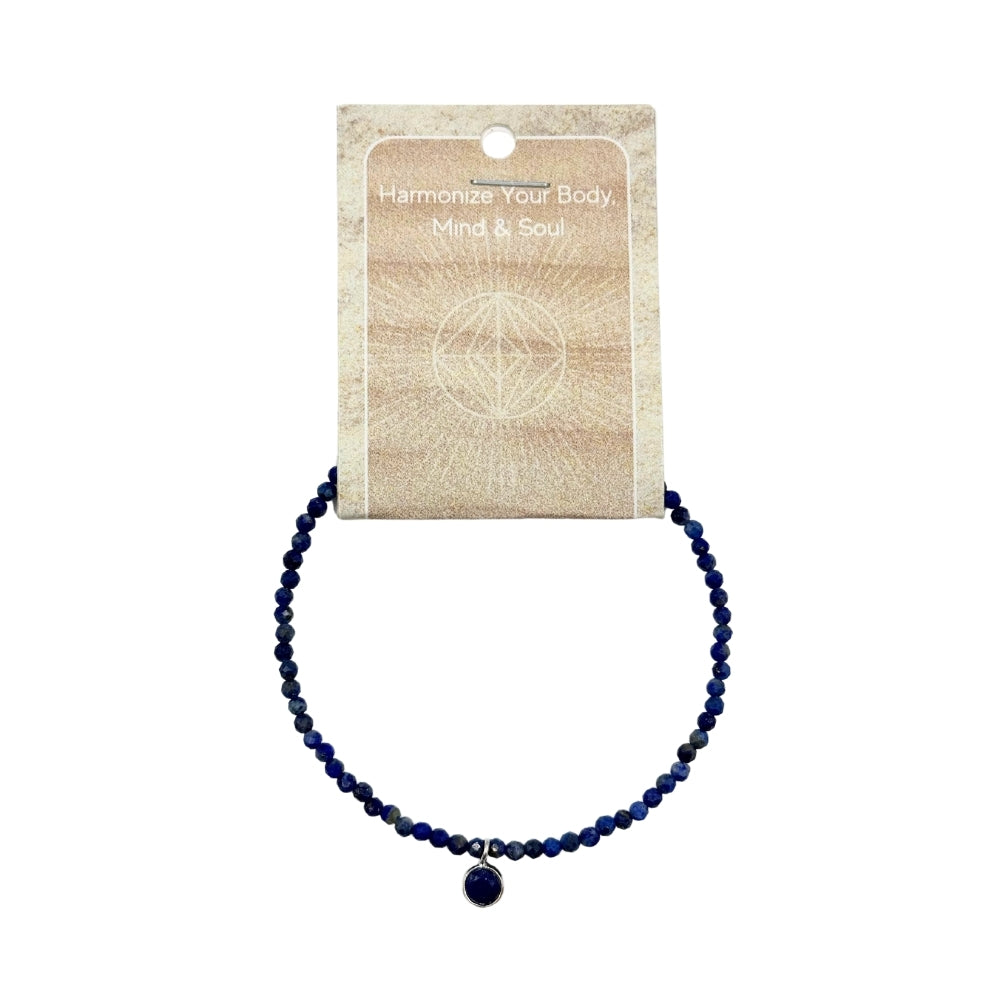 Lapis LazuliFaceted Stone & Charm Bracelet 925