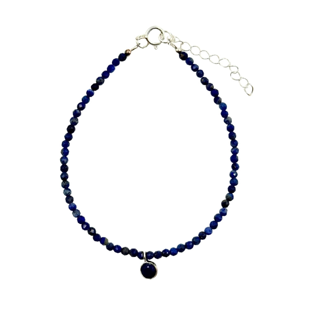 Lapis LazuliFaceted Stone & Charm Bracelet 925