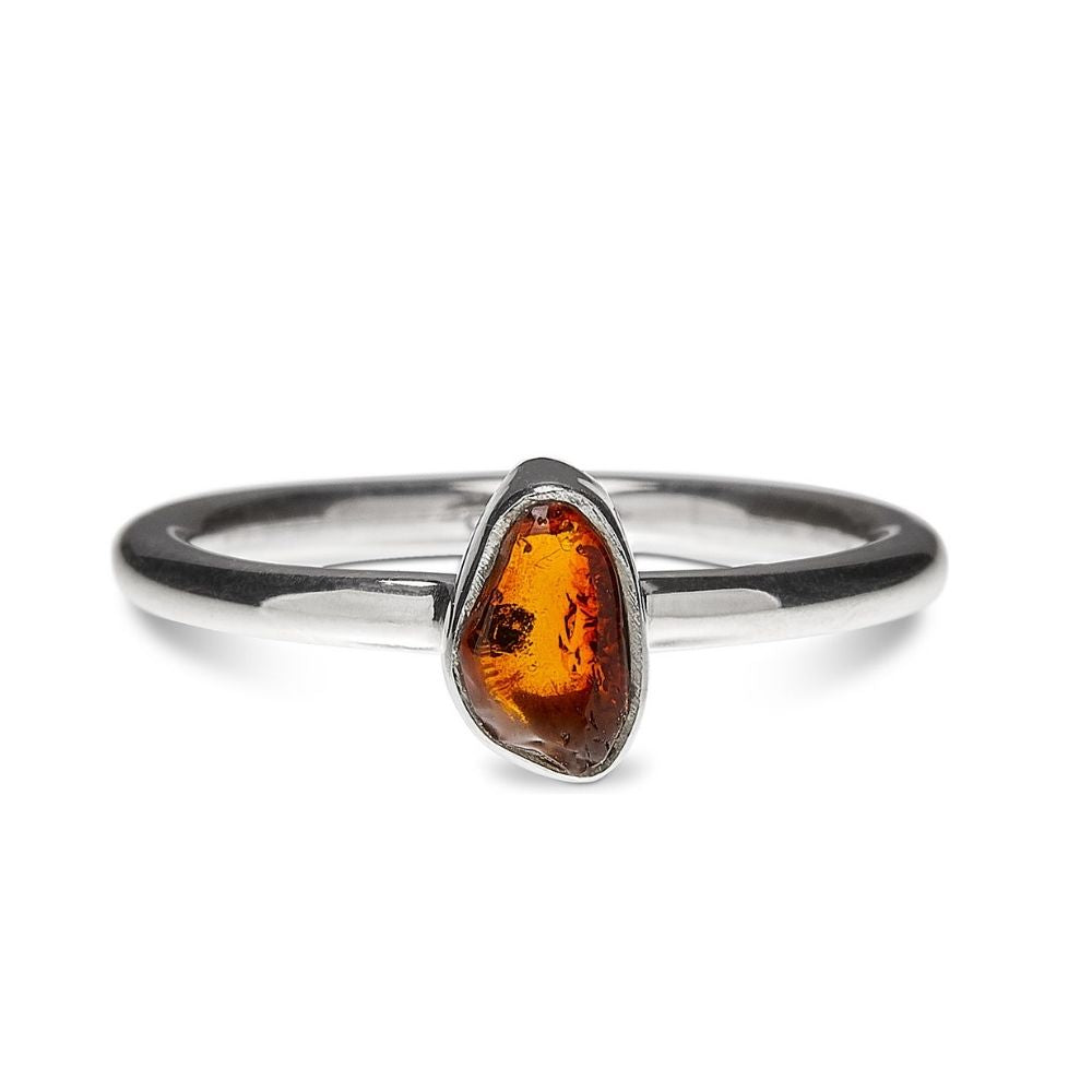 Amber Silver Ring