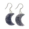 Amethyst Druzy Moon Earrings - 925