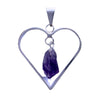 Amethyst Raw in a Heart Pendant