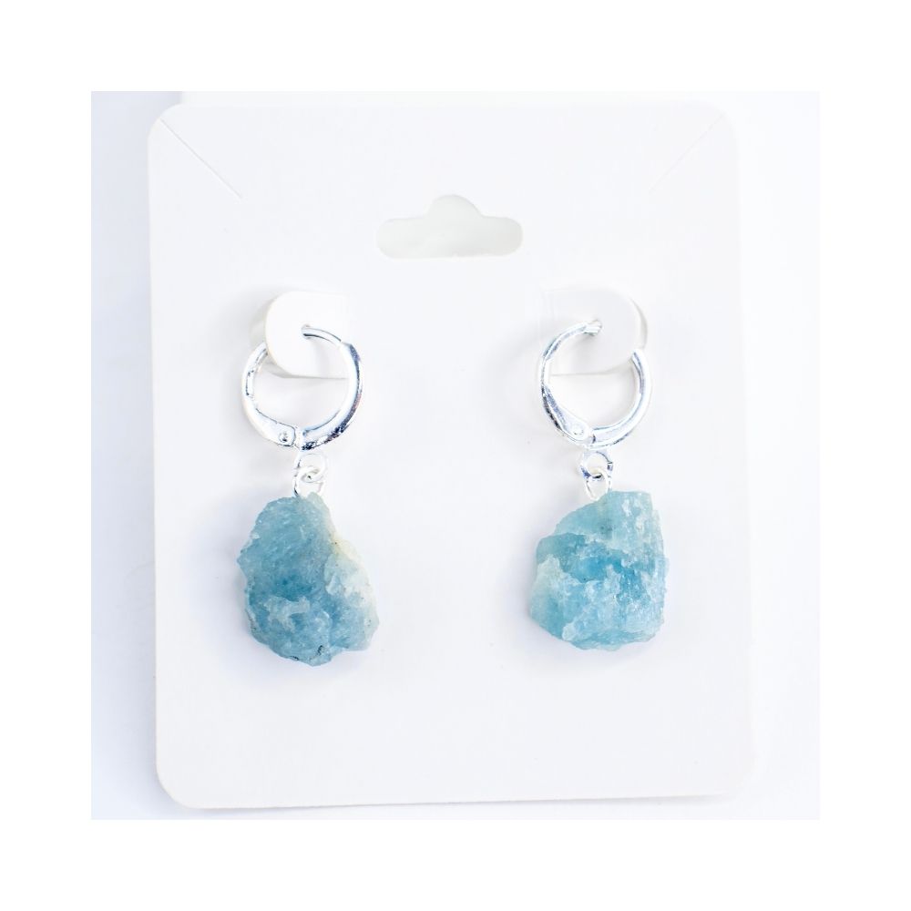 Raw Aquamarine Crystal Gold Hoop Earrings – Fabulous Creations Jewelry