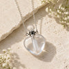 Clear heart-shaped crystal aromatherapy necklace with silver chain