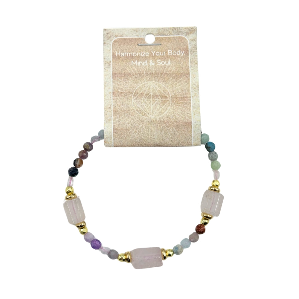 Rose Quartz Mix Hexagon Stone Bracelet