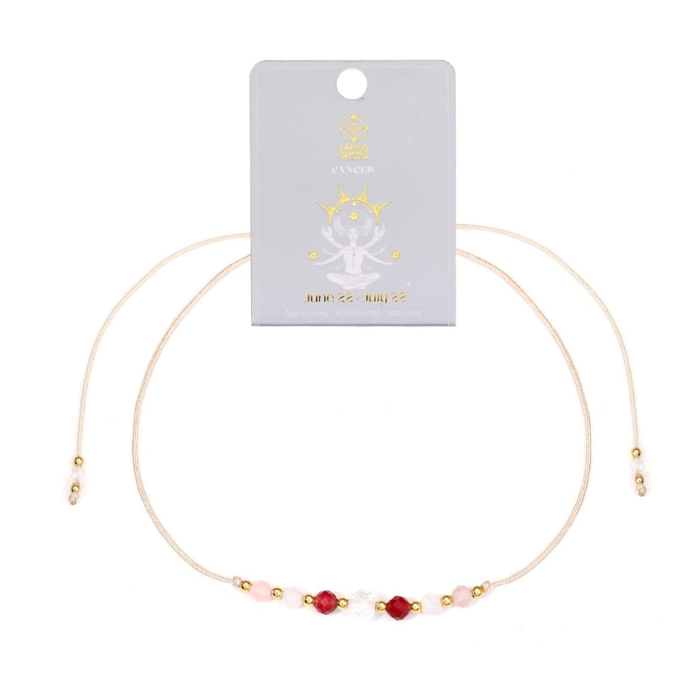 Bracelet - Zodiac, Cancer with red and pink beads on a white background