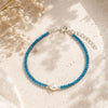 Blue Apatite Faceted Stone & Pearl Collection Bracelet