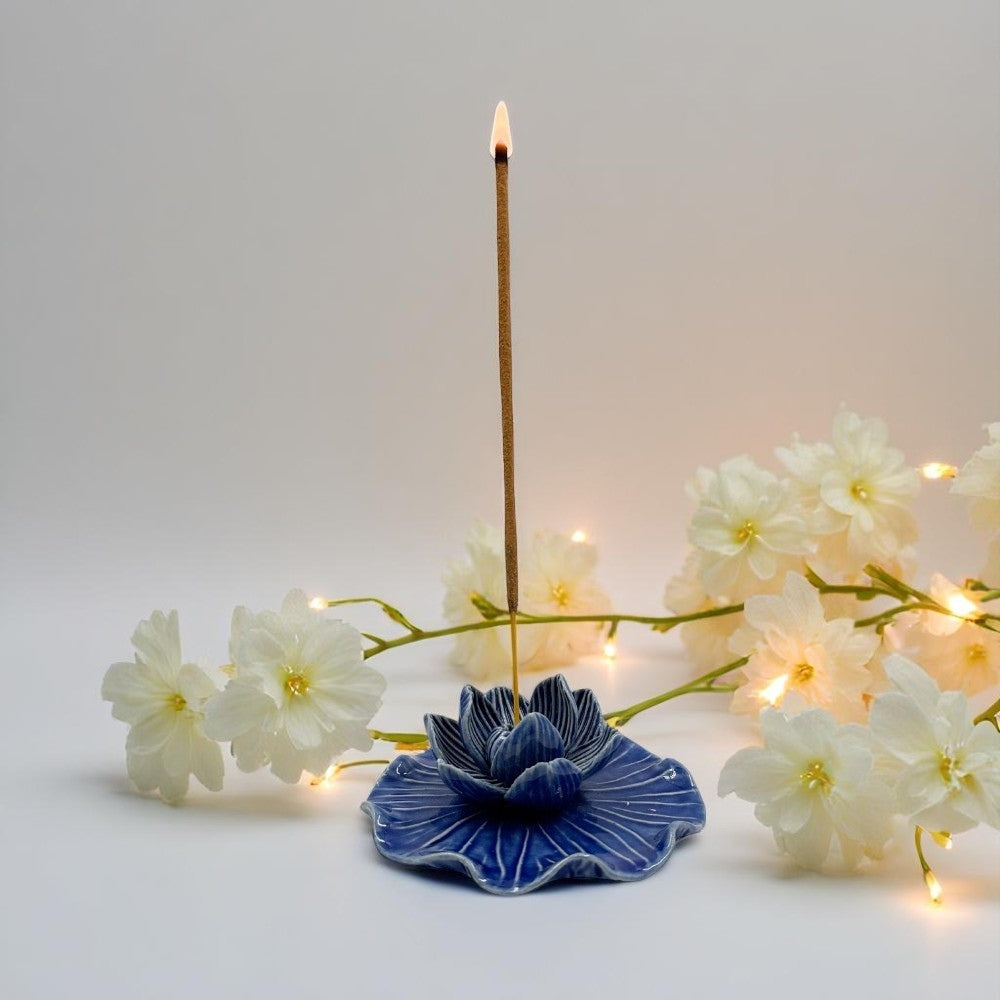 Ceramic Lotus Leaf Incense Holder - Assorted Colors