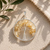 Citrine Crystal Tree of Life Silver Pendant with natural citrine gemstone chips on a handcrafted sterling silver tree design.