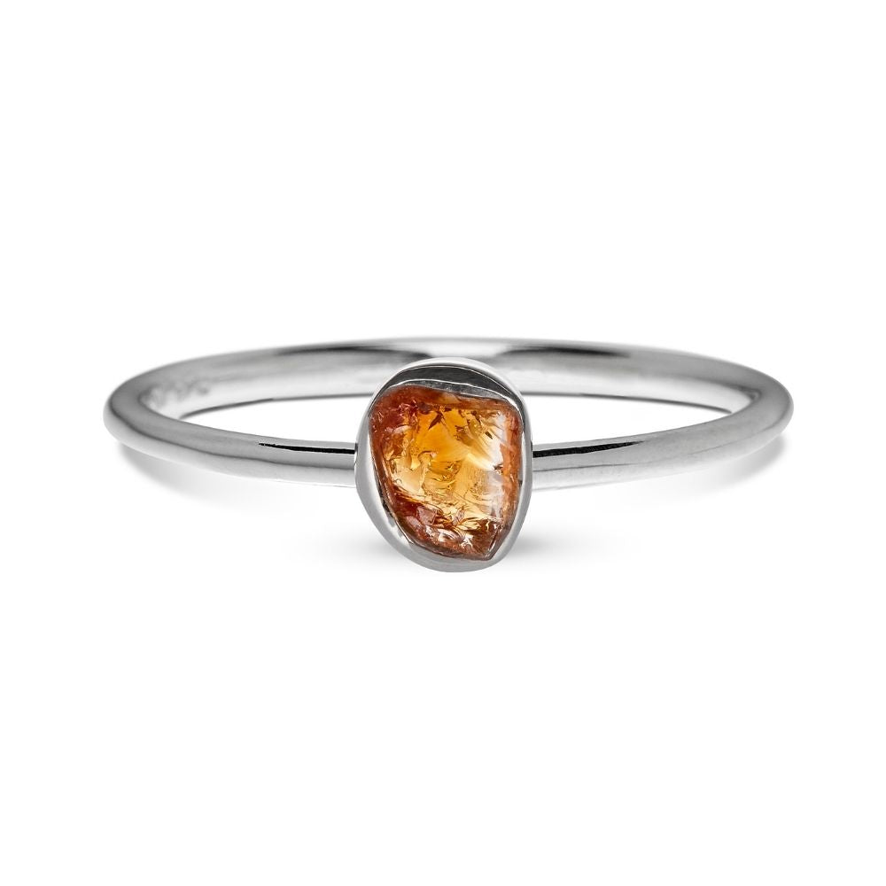 Citrine Raw Silver Ring