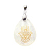 Clear Quartz Hamsa Teardrop Pendant