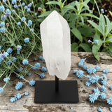 Clear Quartz Point on Metal Base