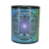 Mug with a Flower of Life design on a white background