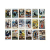 Set of tarot cards with various illustrations on a white background