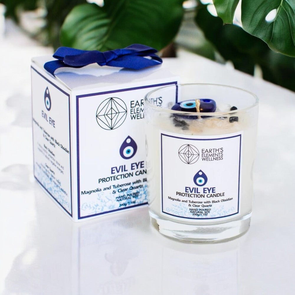 crystal candle - evil eye