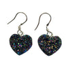 Rainbow Druzy Heart Earrings - 925