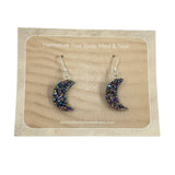 Earring - Moon, Rainbow Druzy 925