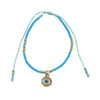 Evil Eye Beaded Anklet/Bracelet w/Charm - Light Blue