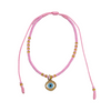 Evil Eye Beaded Anklet/Bracelet w/Charm - Pink