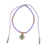 Evil Eye Beaded Anklet/Bracelet w/Charm - Purple