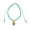 Evil Eye Beaded Anklet/Bracelet w/Charm - Teal