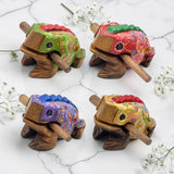 Frog Hand Painted Wooden Carving