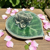 Frog on Leaf Ceramic Incense Holder – Green