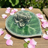 Frog on Leaf Ceramic Incense Holder – Green