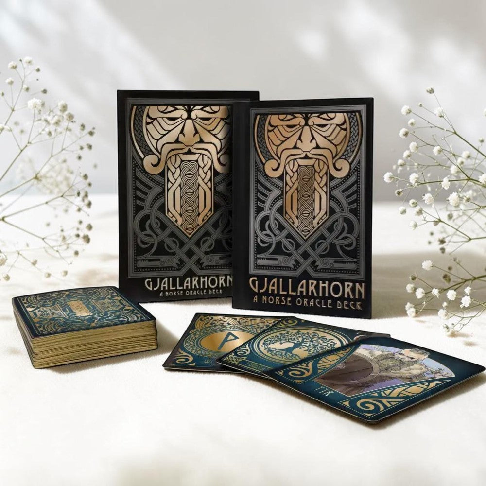 Gjallarhorn Norse Oracle Deck with packaging on a white background