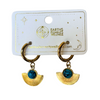EE Hoop Earrings – Gold Fan W/ Turquoise Bead