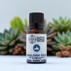 Bottle of Earth's Elements Wellness Himalayan Relief essential oil with succulents in the background