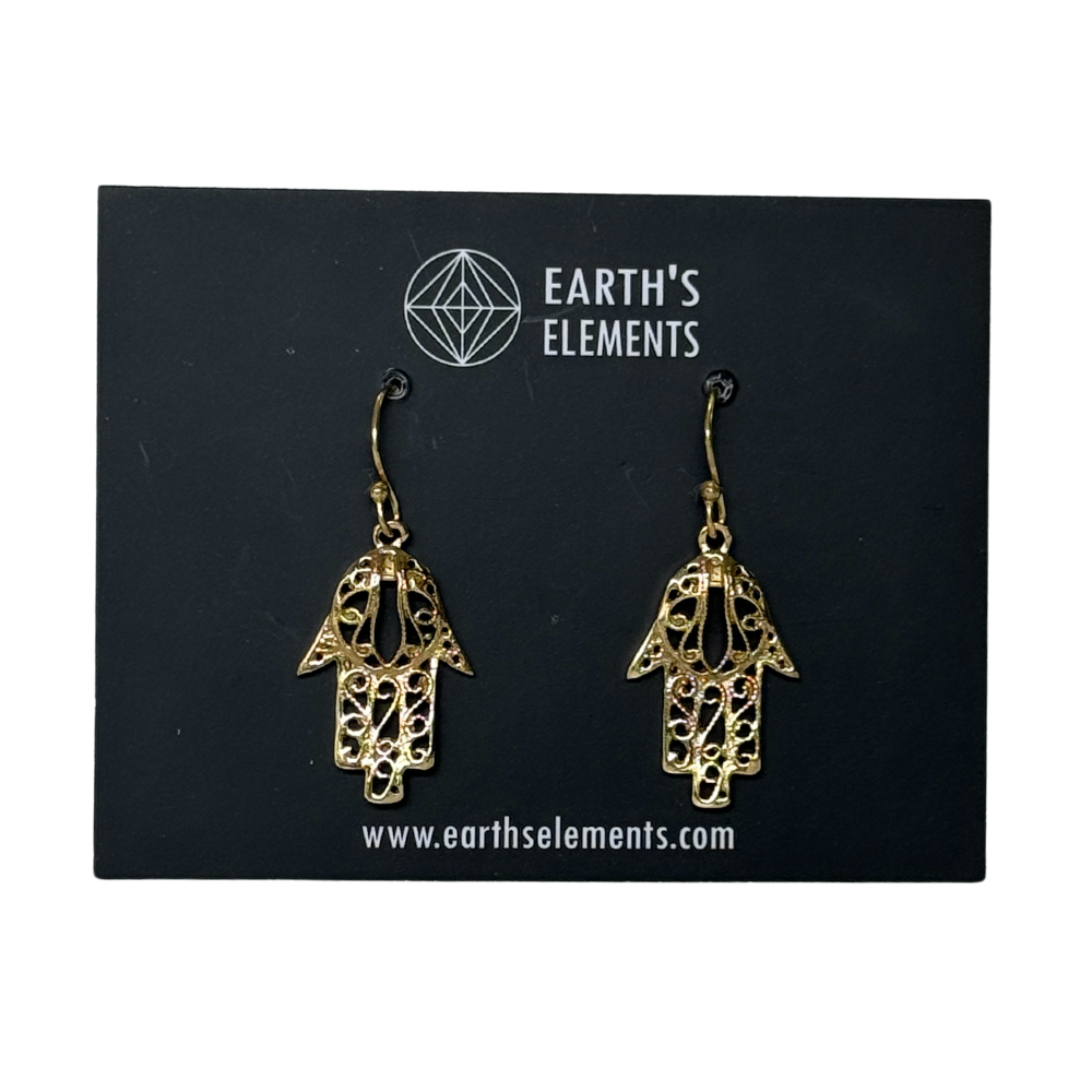 Hamsa Earrings - Brass