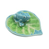 Frog on Leaf Ceramic Incense Holder – Light Blue and Green